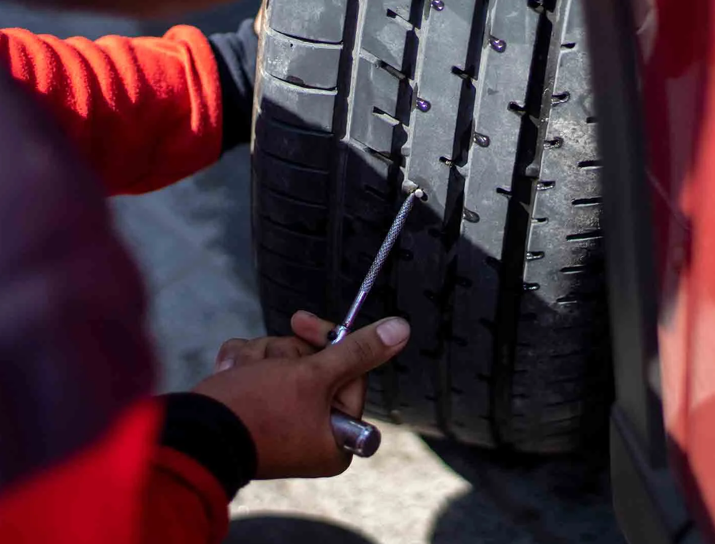 crevaison dans une roue